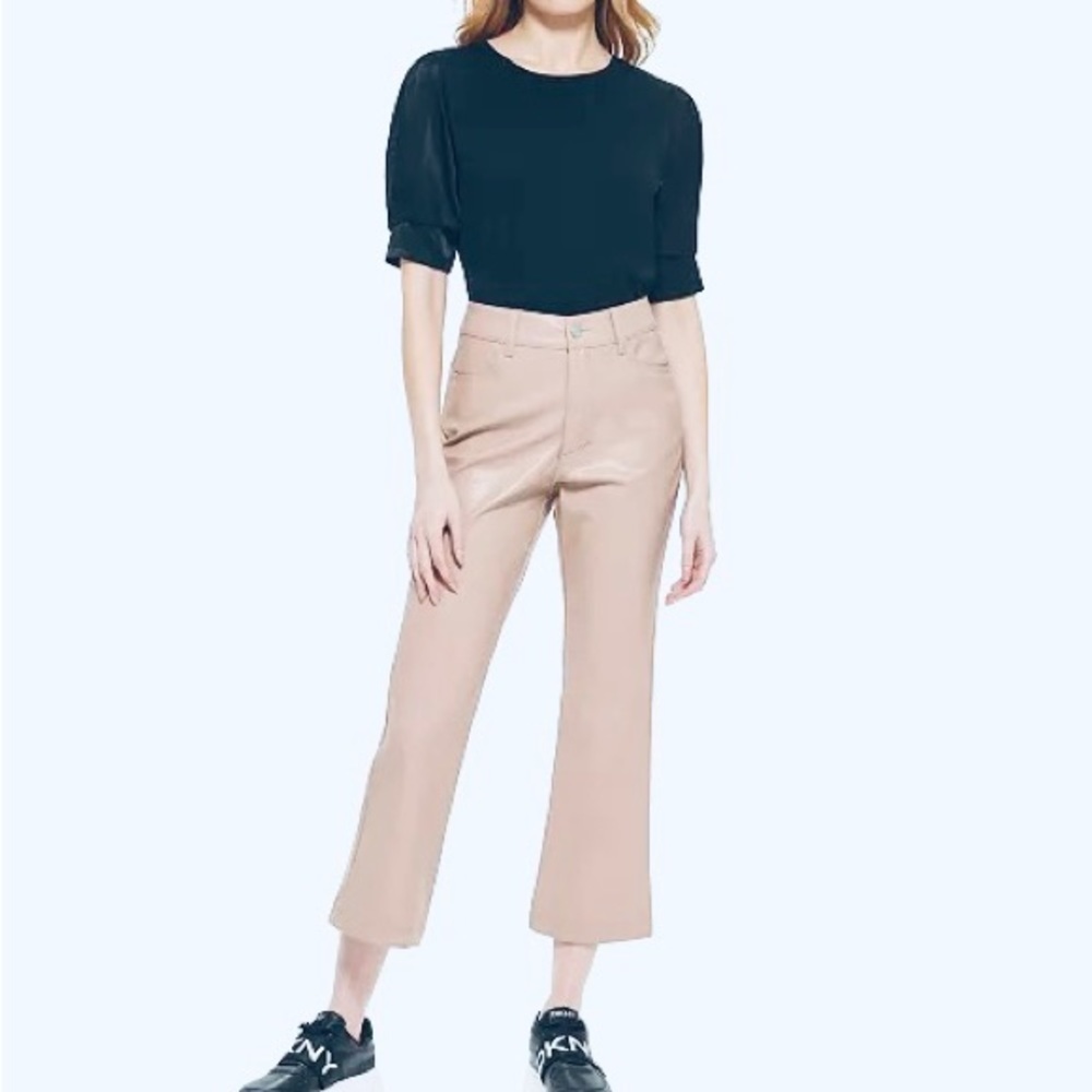 DKNY Vegan Leather Women’s Flare Ankle Crop Mushroom Pants/Sz:6:NWT